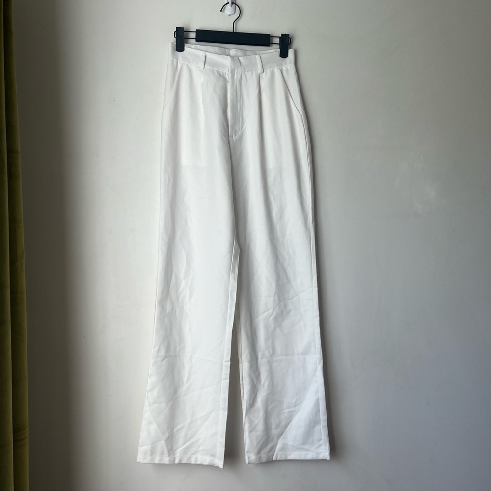 Princess Polly Maiah White Straight Leg Trouser Pants 2